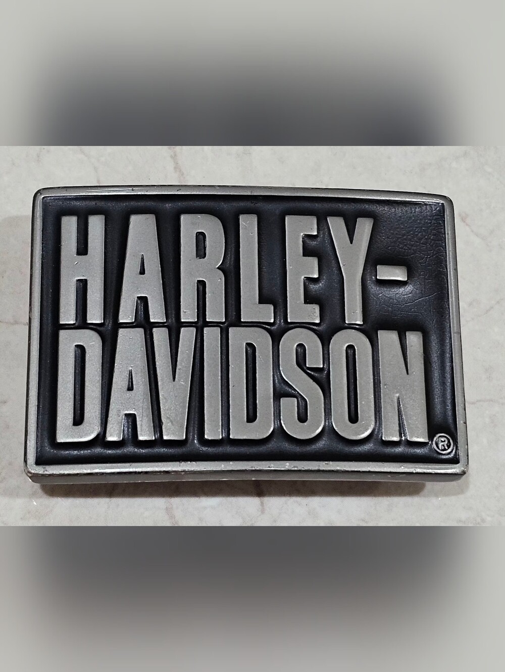 BRAND NEW Harley-Davidson Black and Silver Rectangular Logo Belt Buckle